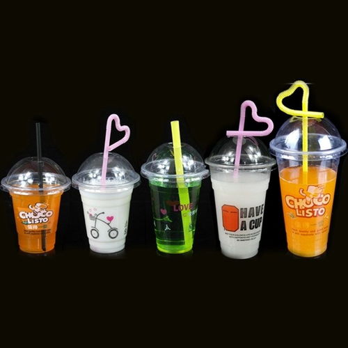一次性杯子塑料杯飲料杯豆?jié){奶茶杯果汁杯 套裝帶吸管蓋打包袋